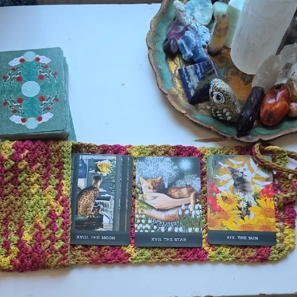 Fall Tarot Card Holder 3 Card Spread Layout Wrap- Handmade Crochet - Picture 3 of 10